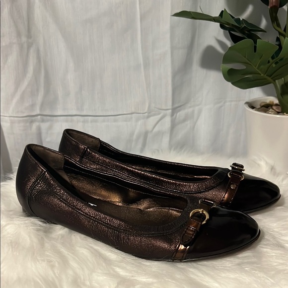 Attilio Giusti Leombruni Shoes - Chic Black and Brown Flats with Glossy Toe Cap